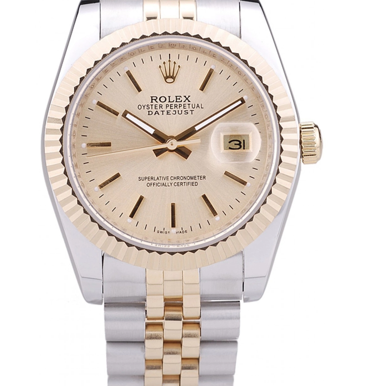 Rolex aaa copy Dial Bezel 7450 Ribbed Datejust Gold Rolex 0218