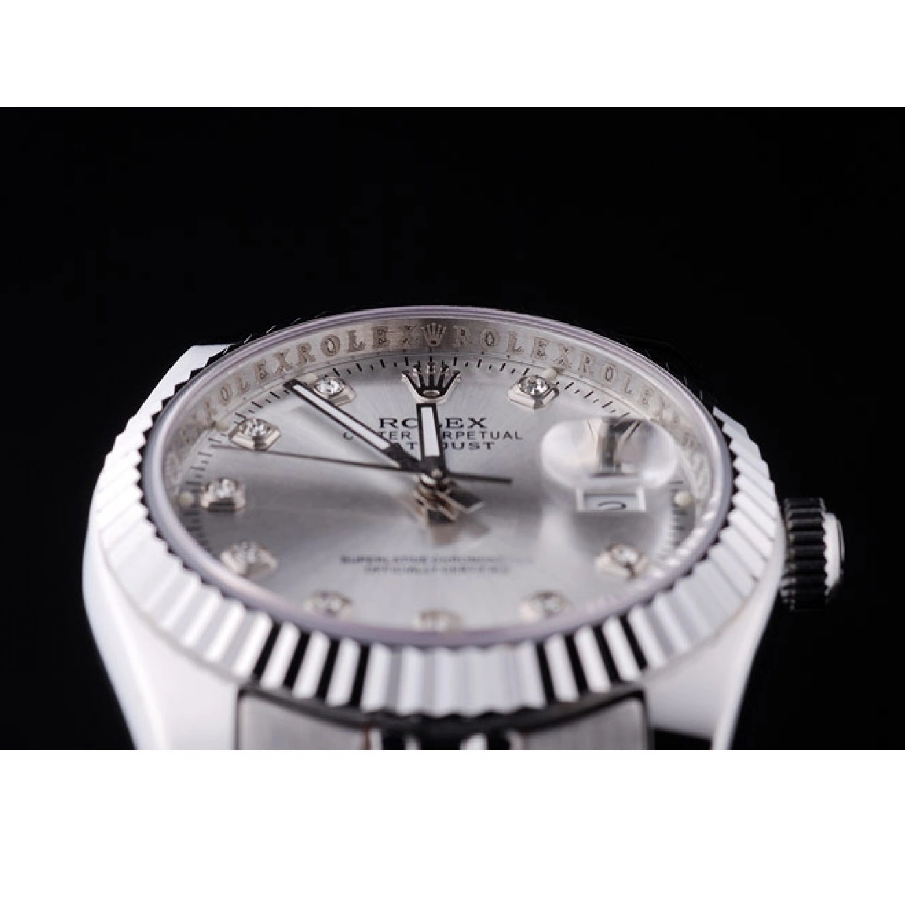 Good copy rolex watches Bezel Rolex Ribbed Silver Diamonds 7455 Datejust Dial 0221