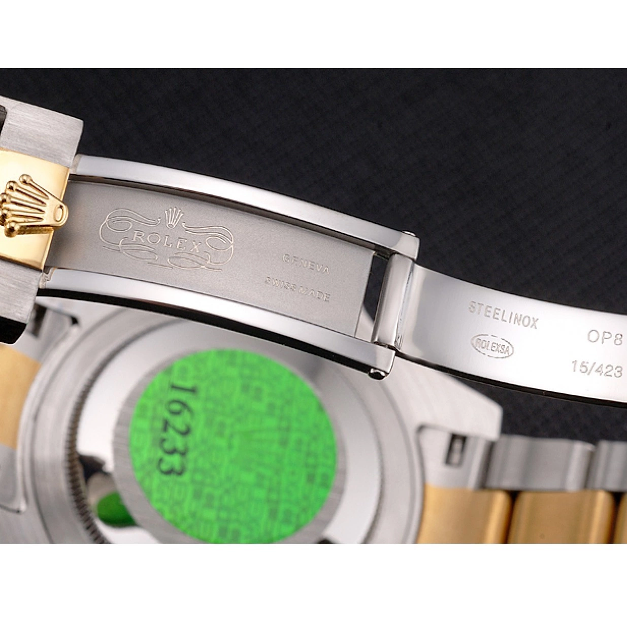 Good copy rolex watches Rolex And Green Swiss Bracelet Dial Two Submariner Tone Bezel Gold Steel 0216