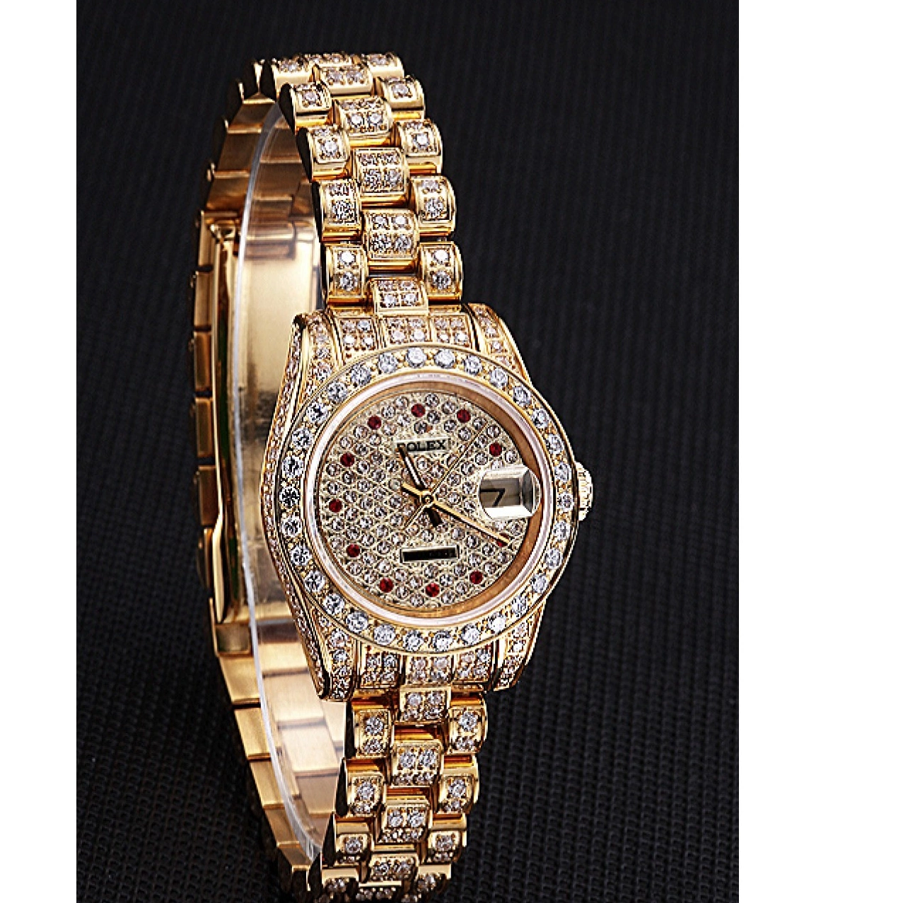 AAA replica watch 622024 Swiss Dial DateJust Gold Rolex Diamond 0223