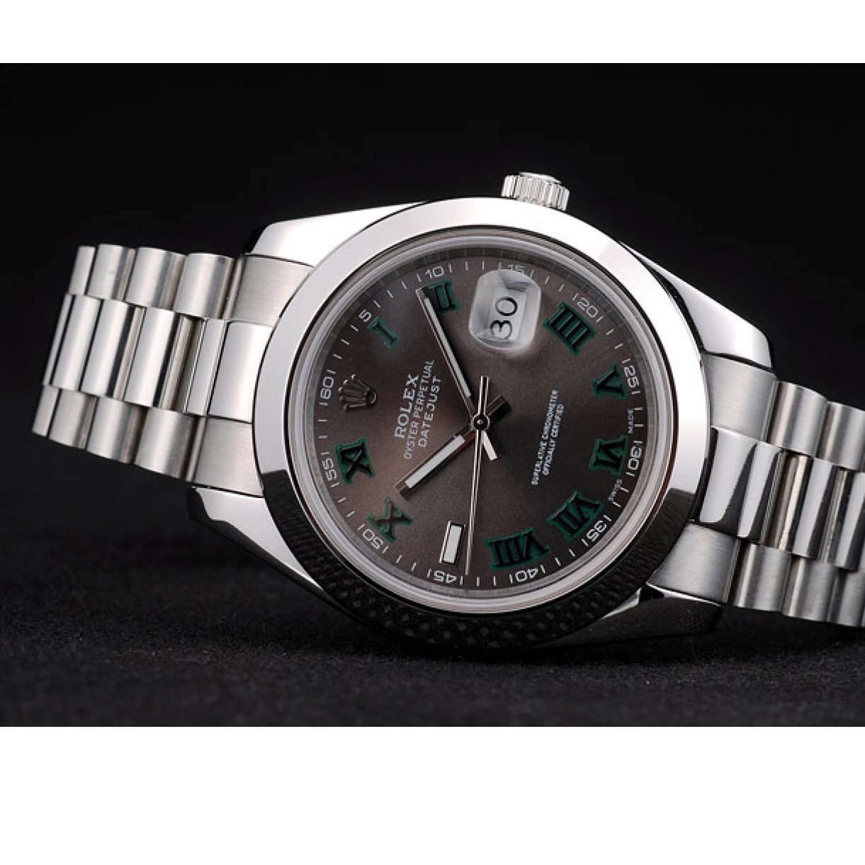 AAA replica watch Dial 41982 Rolex DateJust Stainless Steel Grey Strap 0216