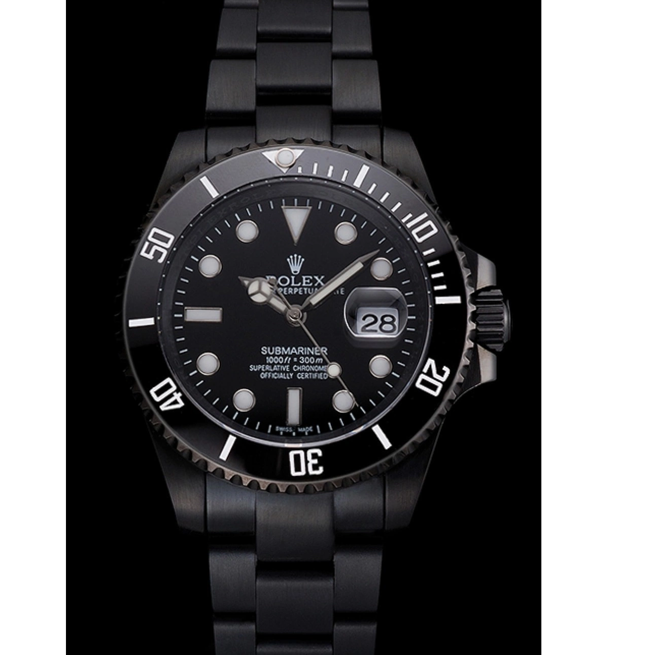 Rolex copies cheap Black Date Submariner Black Bezel Bracelet Case And PVD Swiss Rolex Dial And 0225