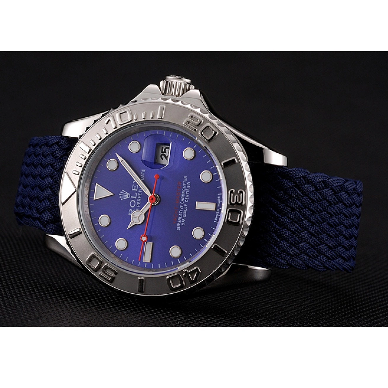 Rolex copies cheap Blue Dial Yacht Master Fabric Blue Bracelet Rolex 1453868 0224