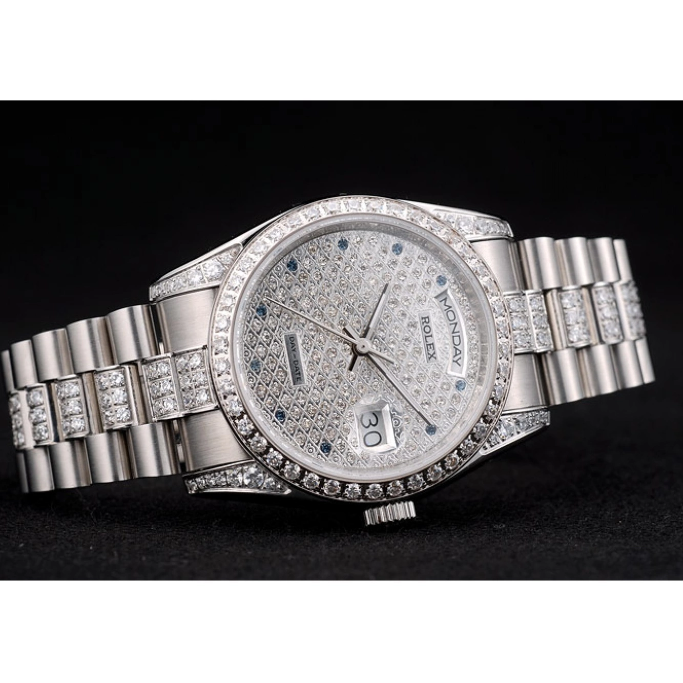 Rolex aaa copy Diamond Diamond Dial Plated Bracelet 41986 Plated Steel Rolex DayDate Stainless 0227