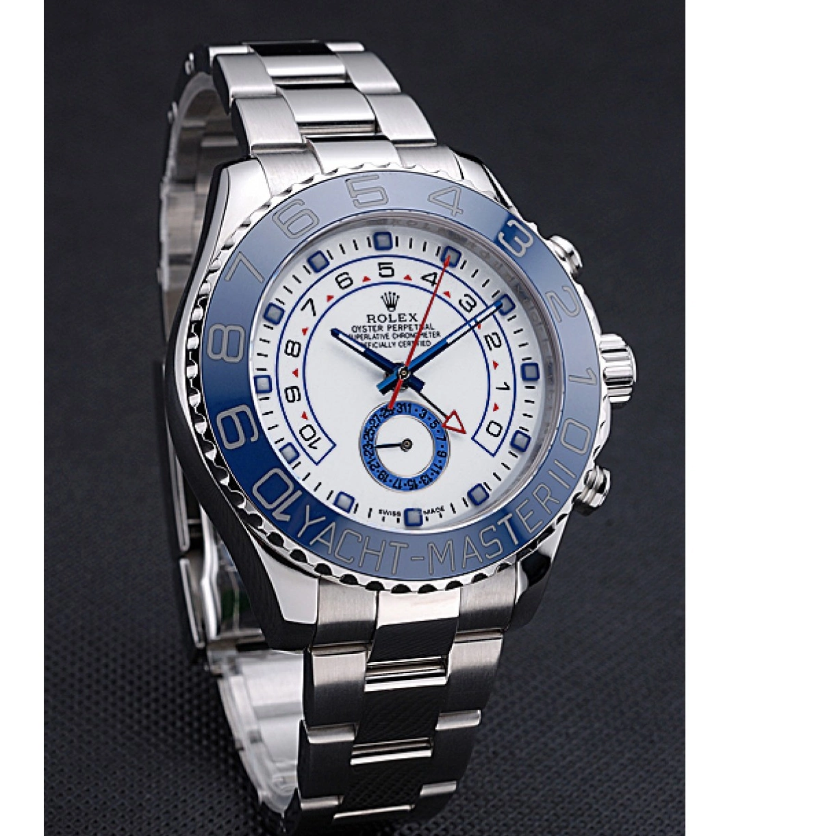 AAA replica watch Yacht Master White 622269 Steel Stainless Bracelet Bezel Rolex Dial II Blue 0221