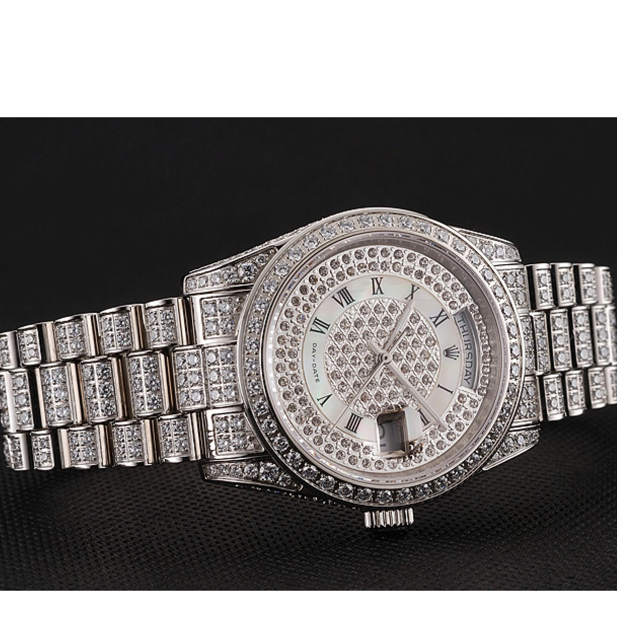 Rolex aaa copy Rolex Swiss Diamond Diamond Bracelet Dial Diamond 1453950 Case Day-Date Pave 0208