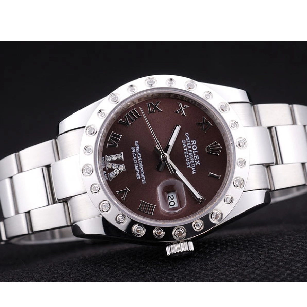 AAA replica watch Brown Bezel Rolex Datejust 7466 Dial Diamond 0218