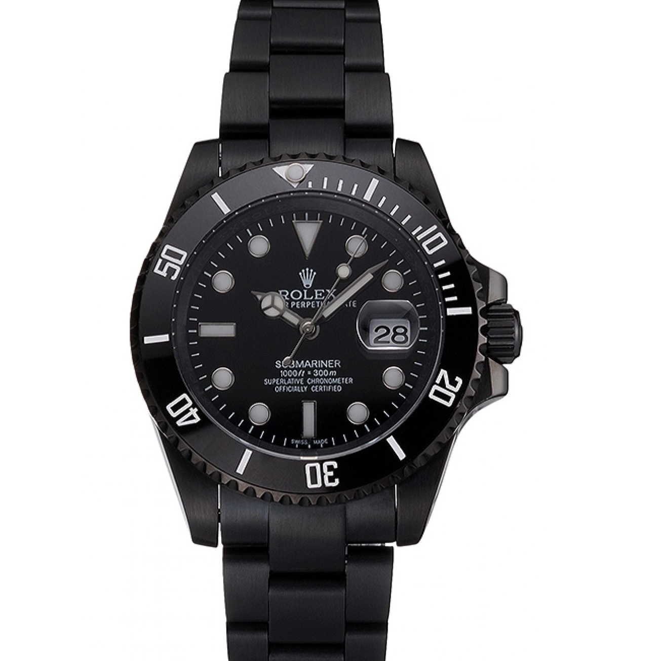 Rolex copies cheap Black Date Submariner Black Bezel Bracelet Case And PVD Swiss Rolex Dial And 0225