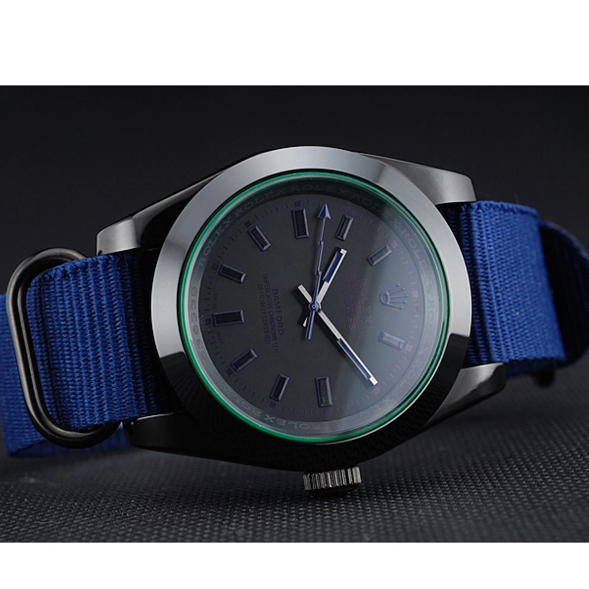 AAA replica watch Milgauss 622005 Strap Blue Rolex Nylon Bamford 0215