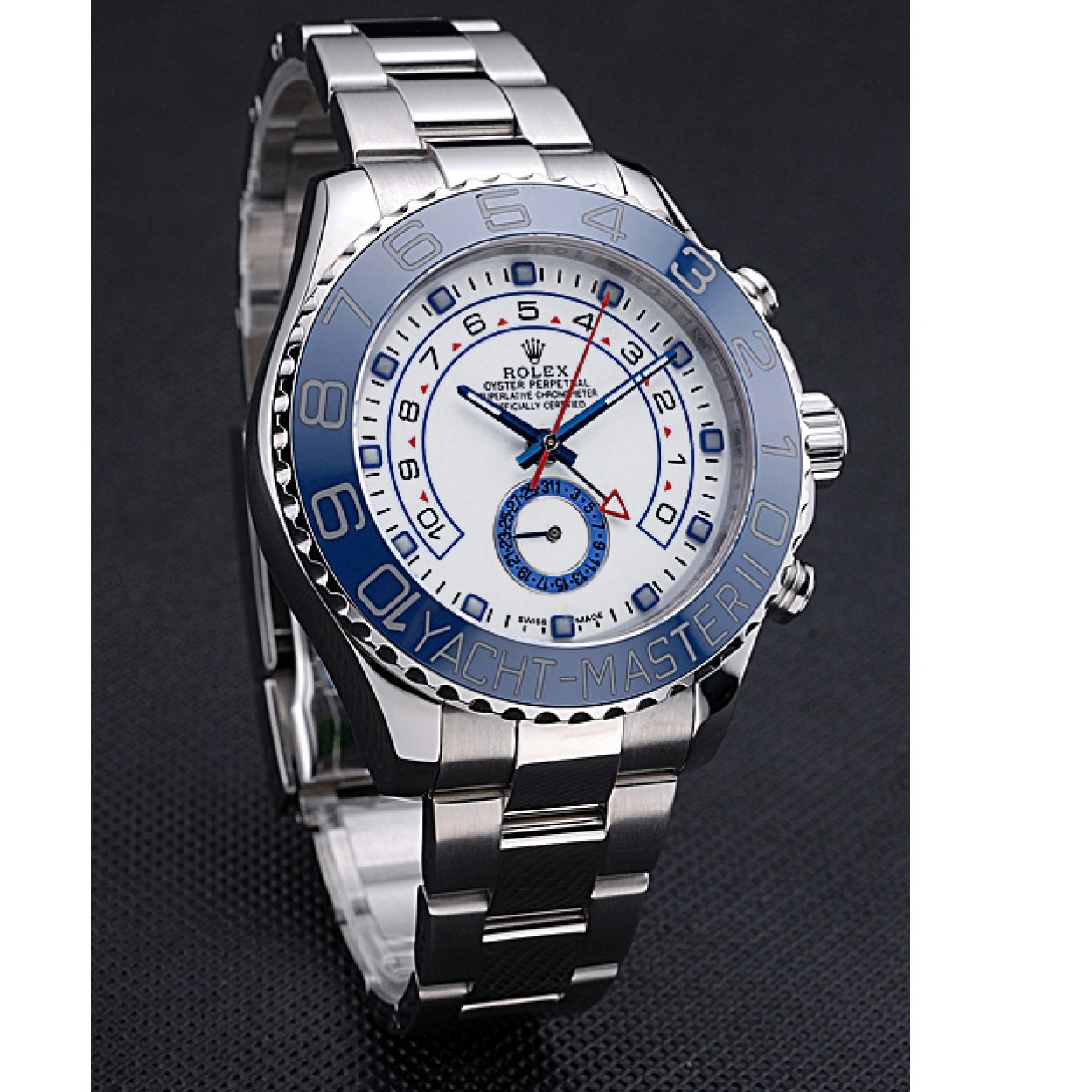 Good copy rolex watches Master Rolex Bezel Steel Stainless Dial Blue White Yacht 622269 II Bracelet 0212