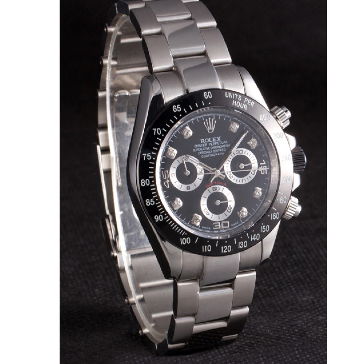 Rolex copies cheap Black Dial Daytona Steel Stainless Enameled Rolex Black 0220