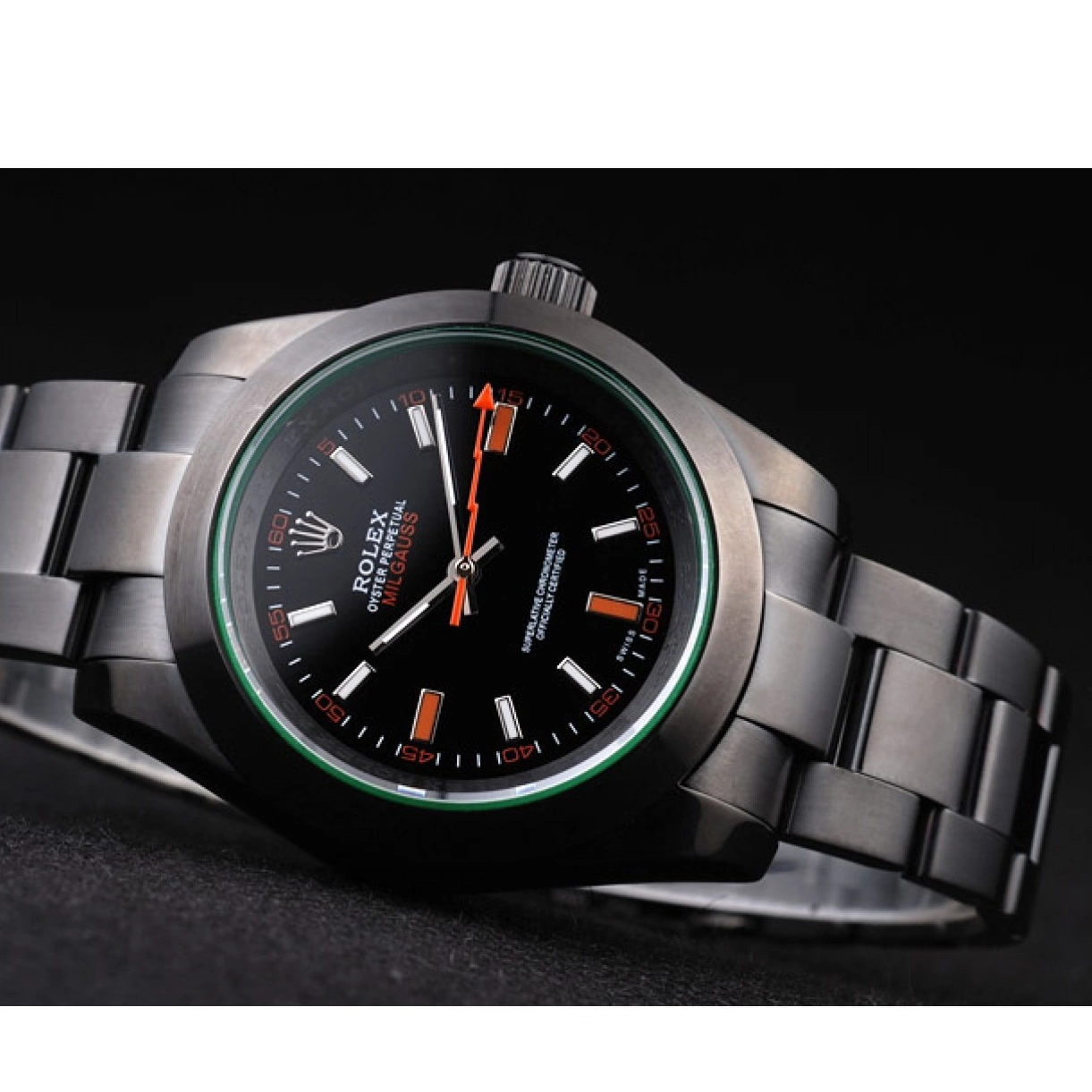 Rolex aaa copy Black Green Pro-Hunter Milgauss Rolex Saphire Dial Tinted 0219