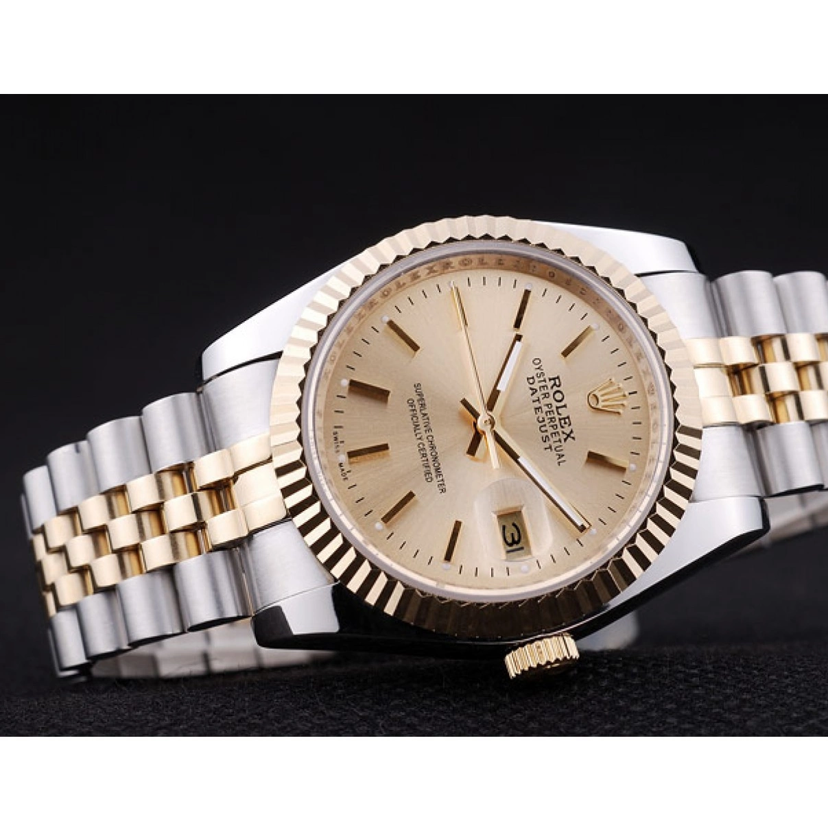 Rolex aaa copy Dial Bezel 7450 Ribbed Datejust Gold Rolex 0218