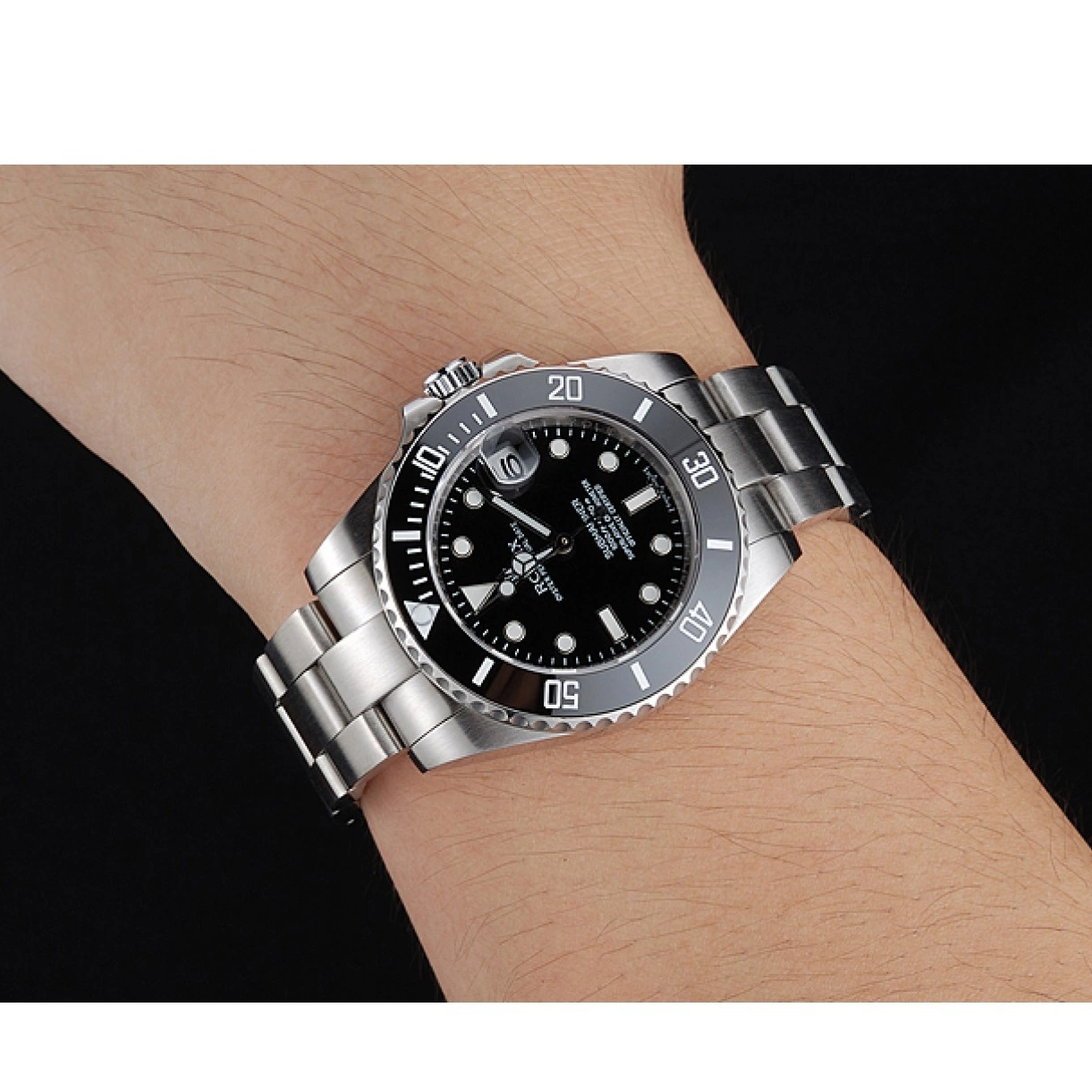 AAA replica watch Rolex Dial Steel Black Date Stainless 1454153 Submariner Bracelet 0217