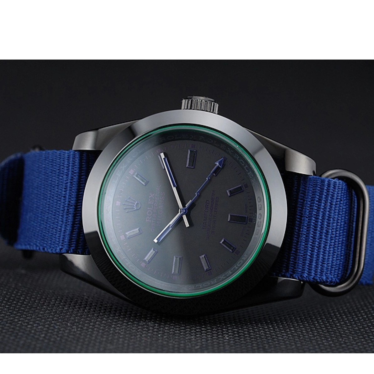 AAA replica watch Milgauss 622005 Strap Blue Rolex Nylon Bamford 0215