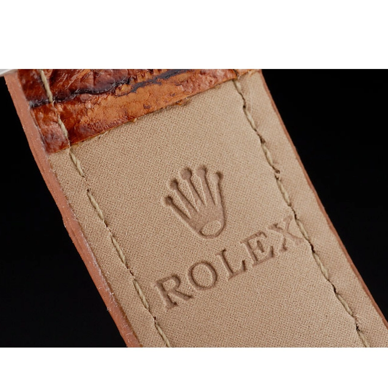 Rolex aaa copy Lady Brown Tachymeter Case Rolex Steel Daytona Leather Stainless Strap Dial White 0305