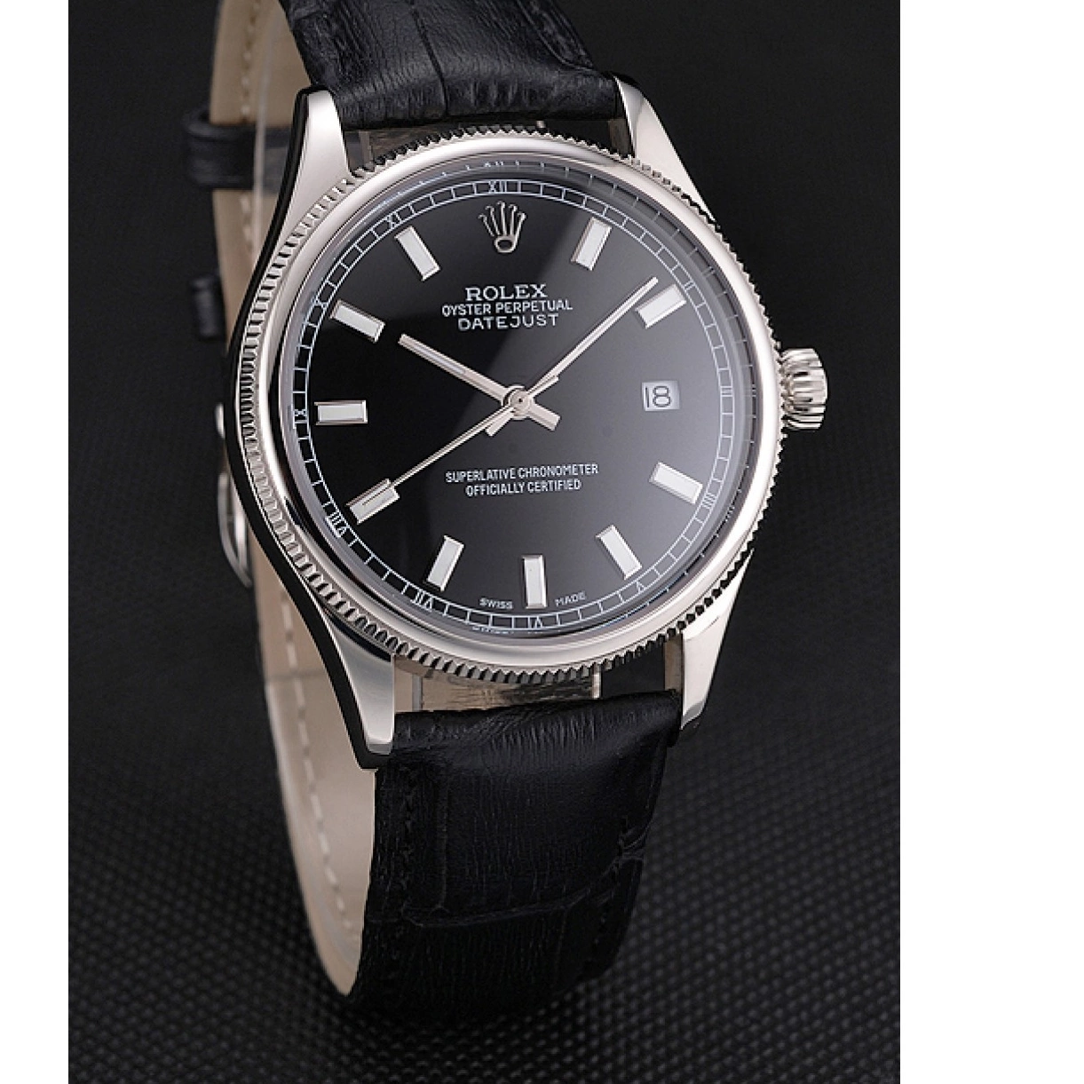 AAA replica watch Case Bracelet Swiss Black Datejust Dial And Rolex Steel Stainless 0305