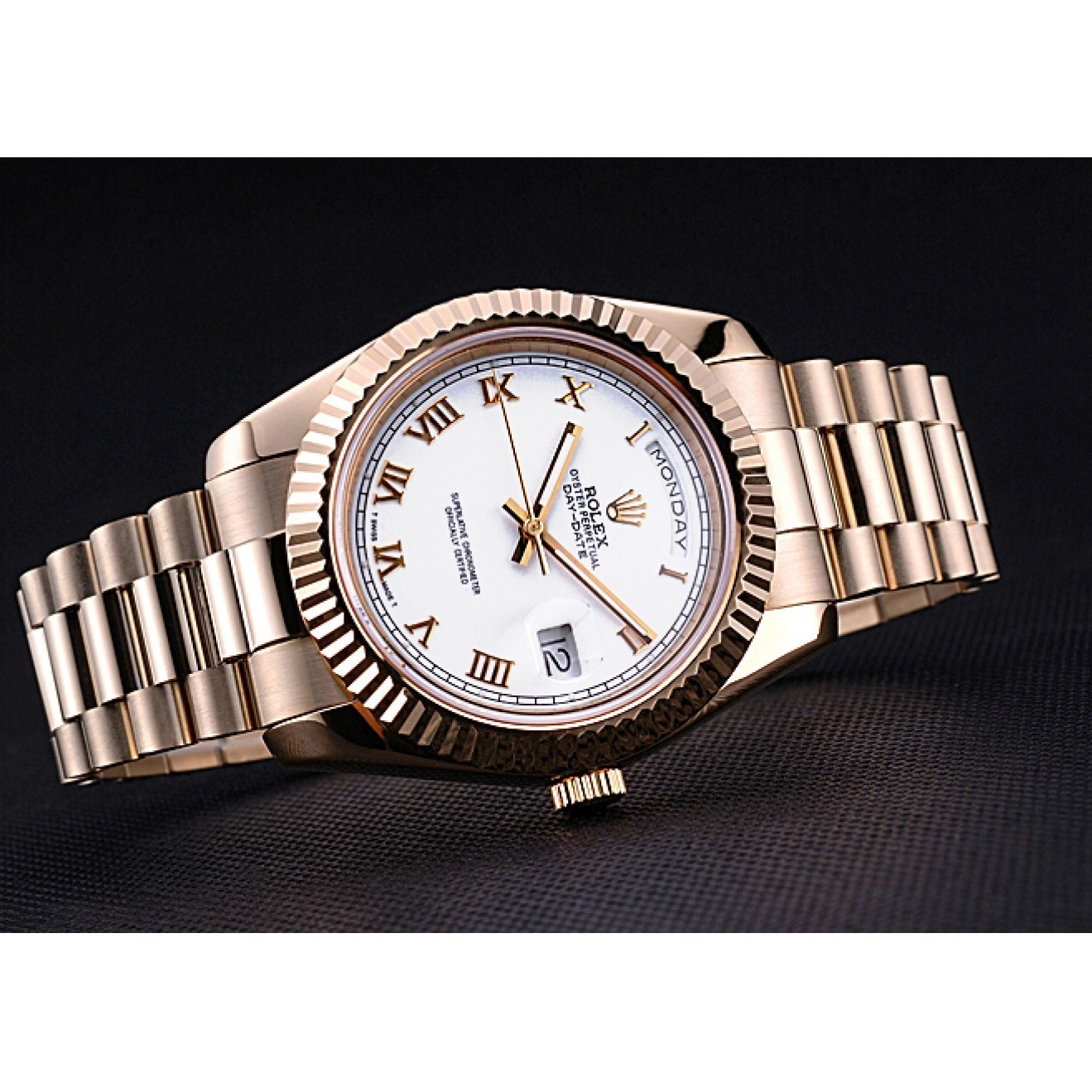 Rolex aaa copy Day-Date Dial Bracelet Gold Rolex 622546 White 0305