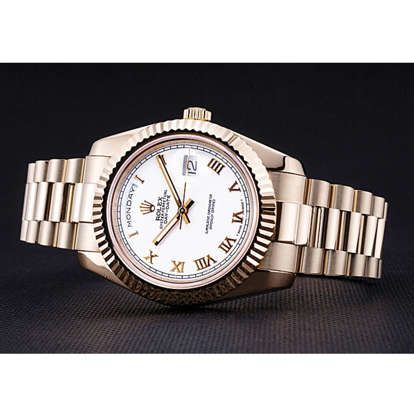 Rolex aaa copy Day-Date Dial Bracelet Gold Rolex 622546 White 0305