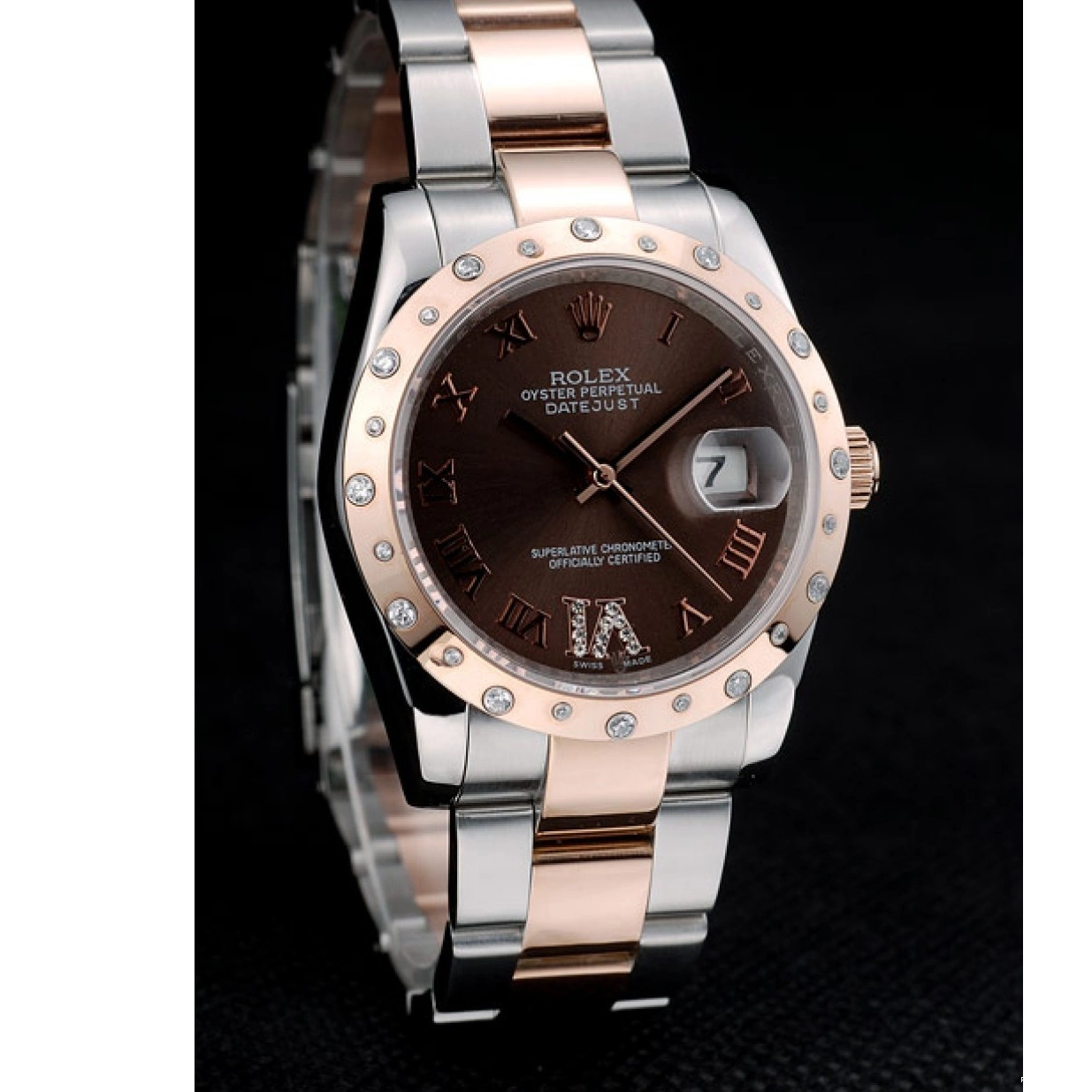 Good copy rolex watches Steel DateJust 41994 Brown Diamond Plated Rolex Dial Brushed Stainless Case 0305