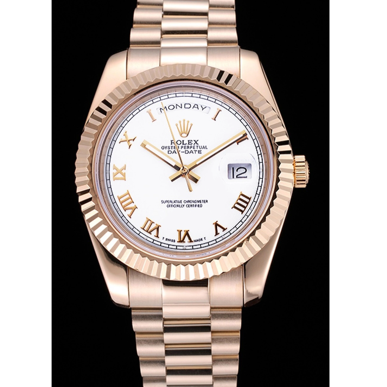 Rolex aaa copy Day-Date Dial Bracelet Gold Rolex 622546 White 0305