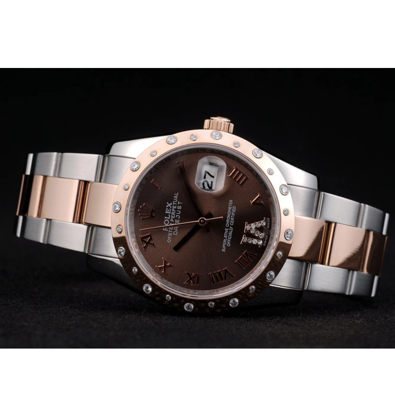 Good copy rolex watches Steel DateJust 41994 Brown Diamond Plated Rolex Dial Brushed Stainless Case 0305