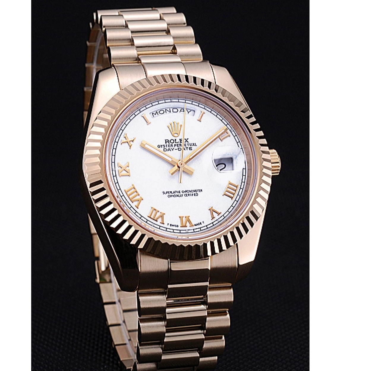 Rolex aaa copy Day-Date Dial Bracelet Gold Rolex 622546 White 0305