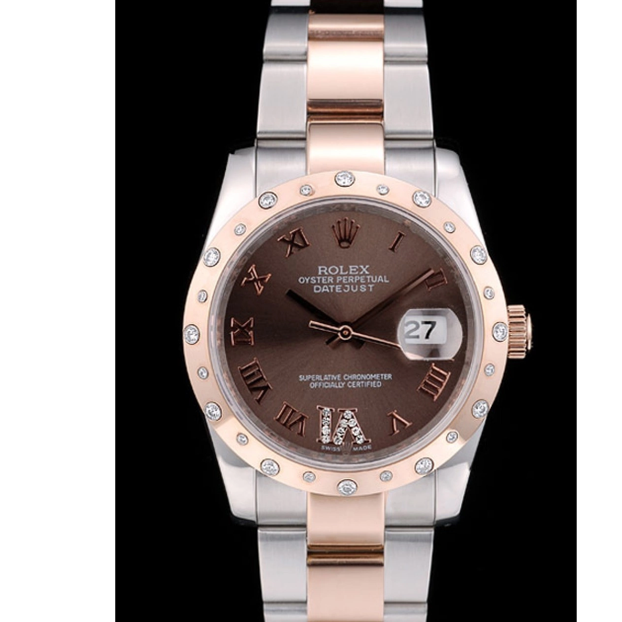 Good copy rolex watches Steel DateJust 41994 Brown Diamond Plated Rolex Dial Brushed Stainless Case 0305